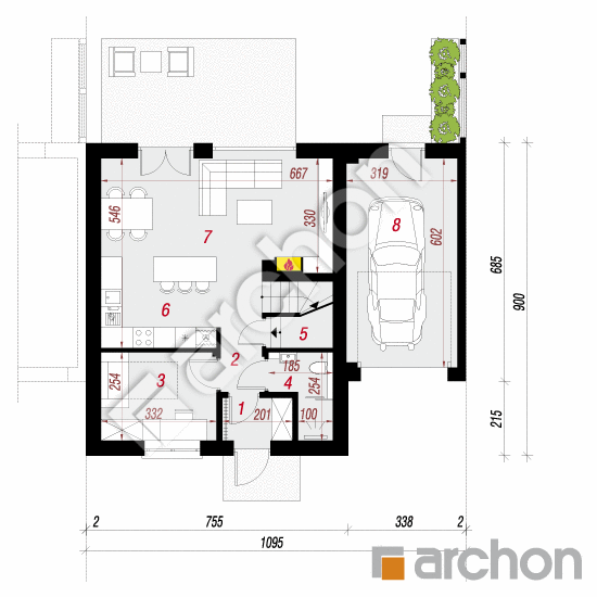 Dom w arkadiach 3 (GS) | rzut parteru