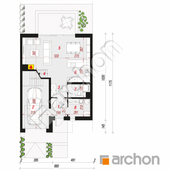 Dom w narcyzach 5 (S) | rzut parteru