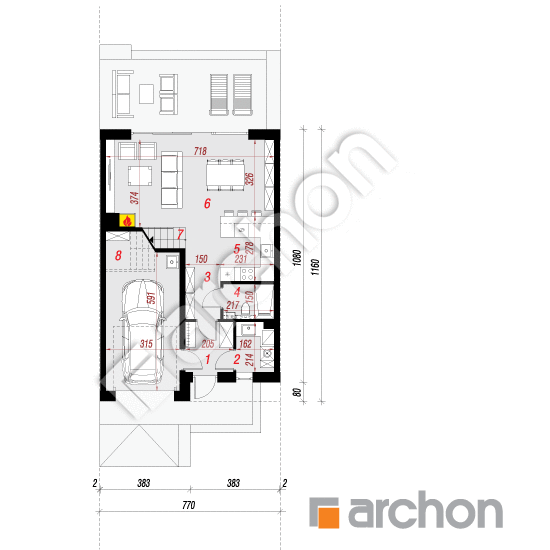 Dom w narcyzach 6 (S) | rzut parteru