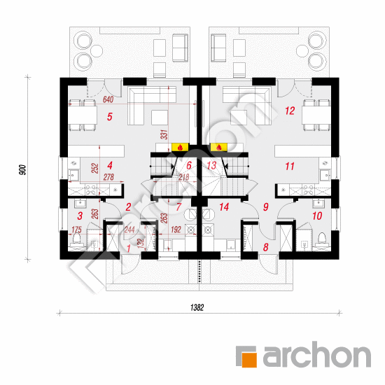 Dom w arkadiach 7 (R2) | rzut parteru