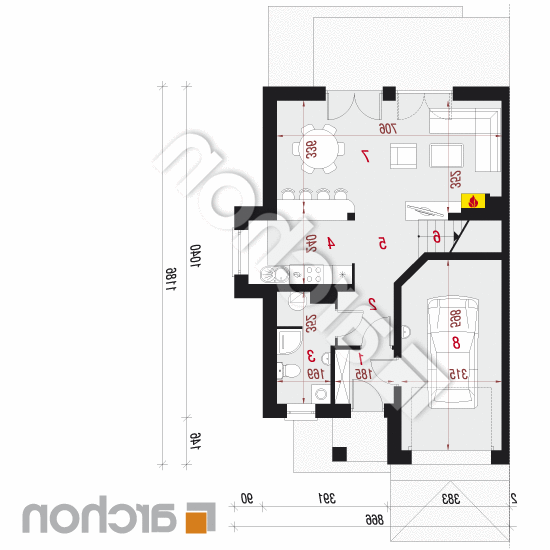 Dom w klematisach 9 (BT) ver.2 | rzut parteru