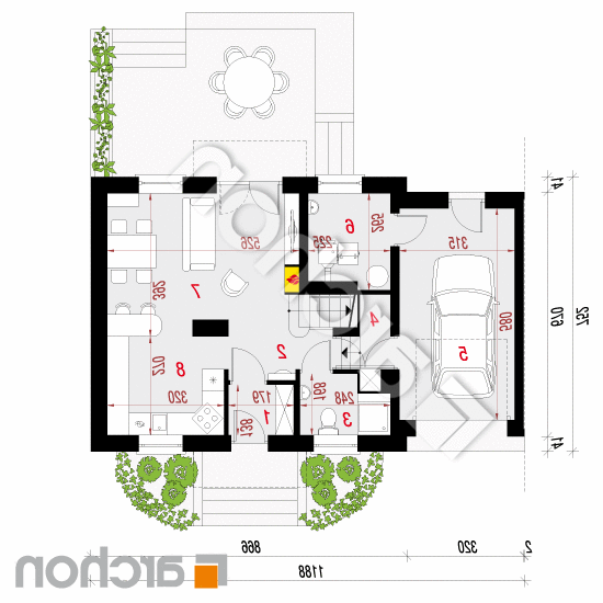 Dom w perłówce (BN) | rzut parteru