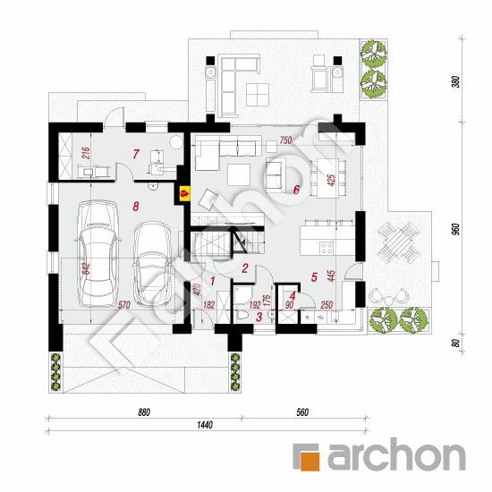 Dom w aurorach 7 (G2) | rzut parteru