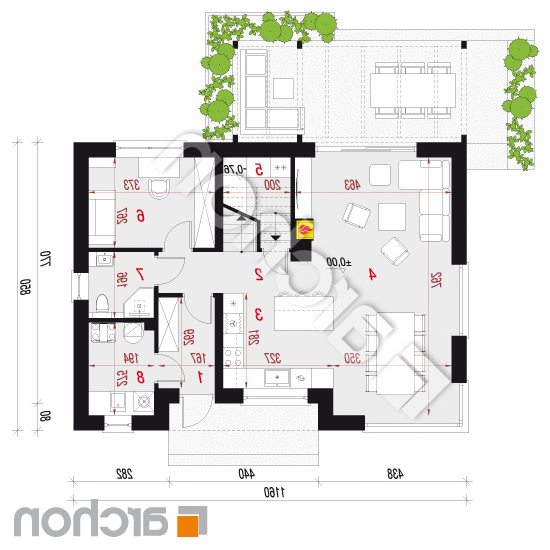 Dom w wisteriach 15 (TE) | rzut parteru