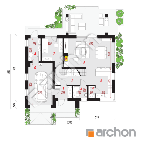 Dom w aurorach 15 (G) | rzut parteru