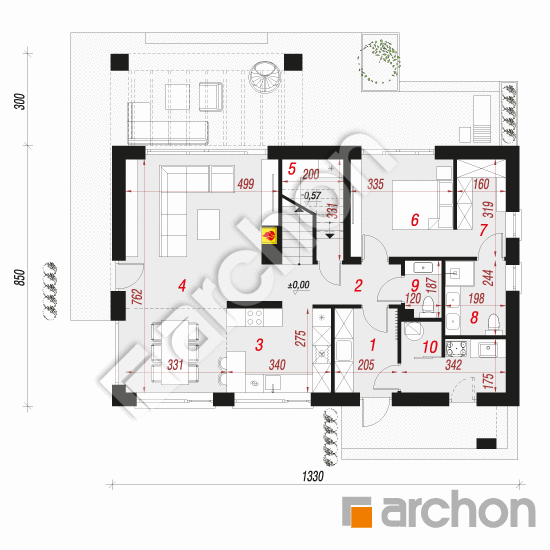 Dom w szyszkowcach 10 (E) | rzut parteru