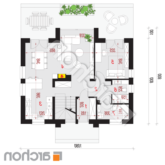 Dom w niezapominajkach (N) ver.2 | rzut parteru