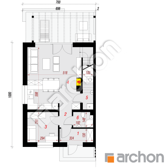 Dom w tunbergiach 2 (B) | rzut parteru