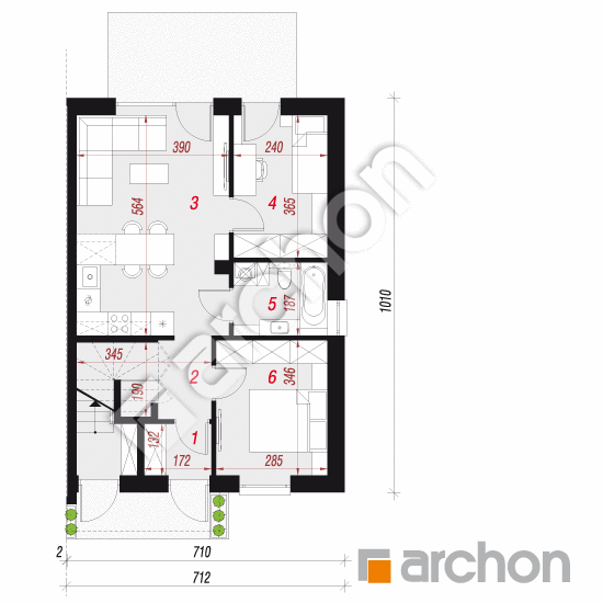 Dom w bratkach 21 (R2B) | rzut parteru