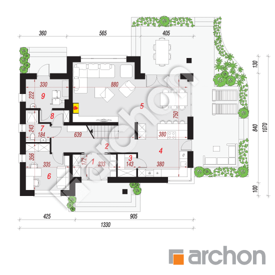 Dom w aurorach 5 | rzut parteru