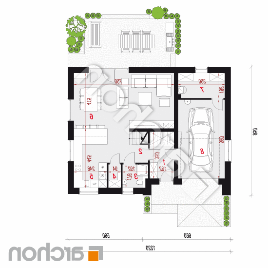 Dom w aurorach 14 | rzut parteru