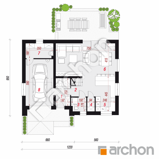 Dom w aurorach 14 | rzut parteru