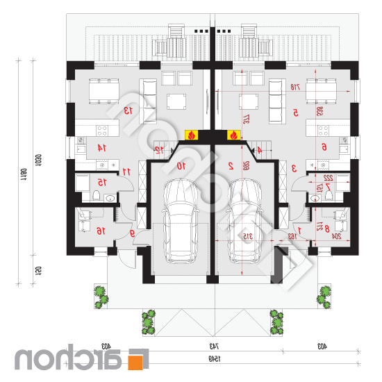 Dom w narcyzach 2 (R2) | rzut parteru