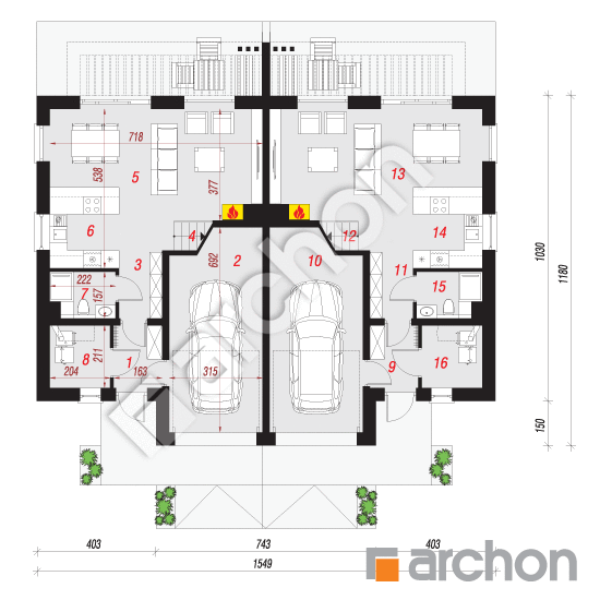 Dom w narcyzach 2 (R2) | rzut parteru