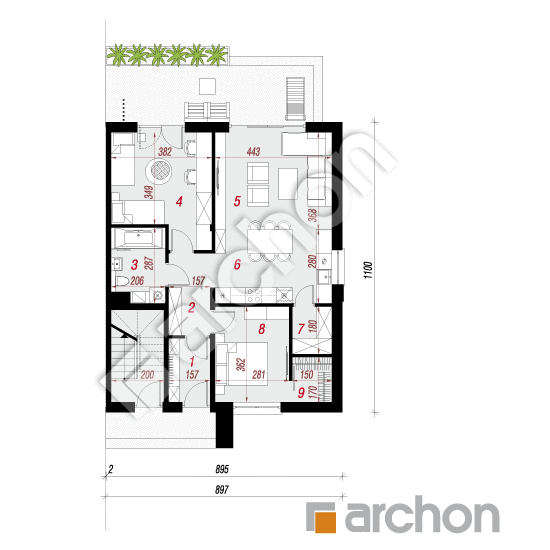 Dom w bratkach 11 (R2B) | rzut parteru