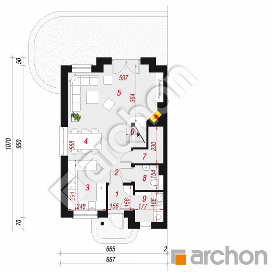 Dom w cyklamenach 2 (A) | rzut parteru