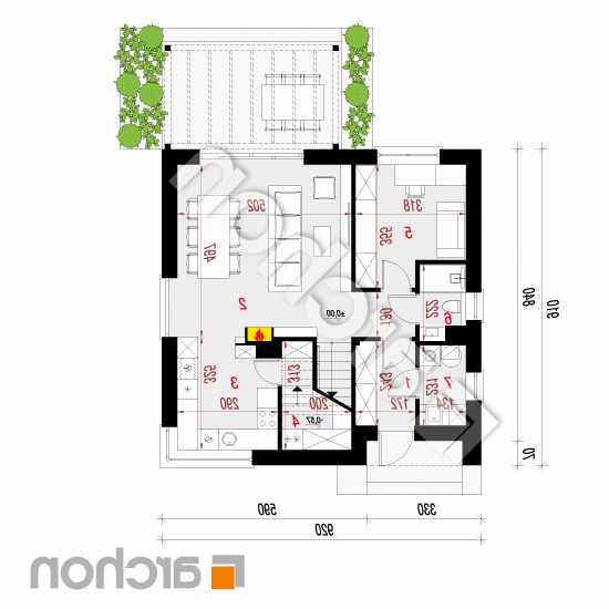 Dom w malinówkach 42 | rzut parteru