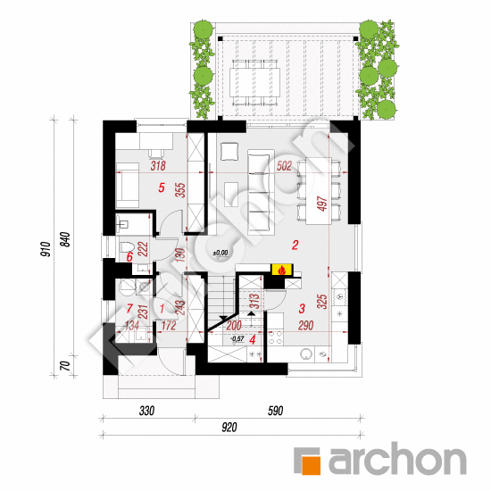 Dom w malinówkach 42 | rzut parteru