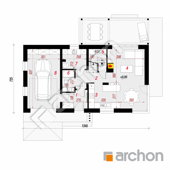 Dom w trytomach (G) | rzut parteru