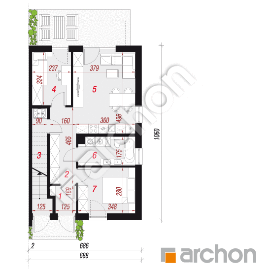 Dom w bratkach 14 (R2BAE) | rzut parteru