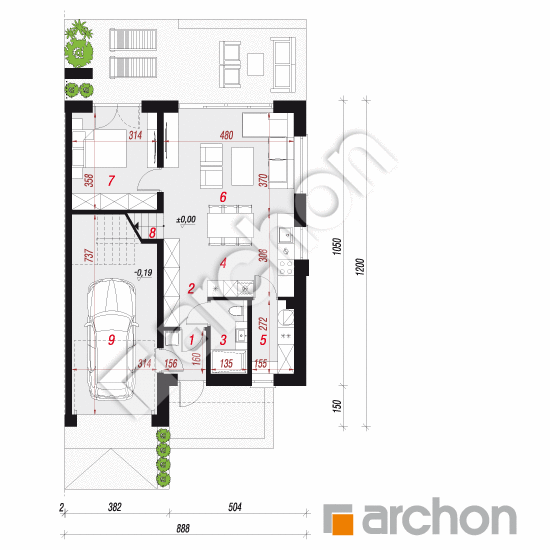 Dom w klematisach 30 (B) | rzut parteru