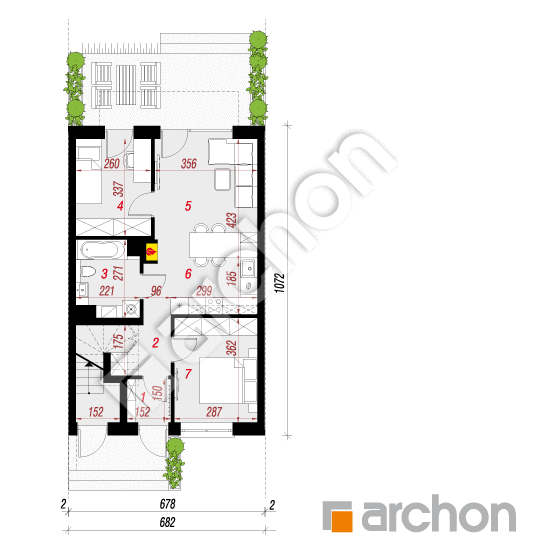 Dom w bratkach 23 (R2S) | rzut parteru