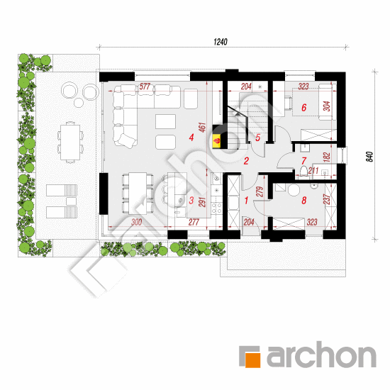 Dom w szyszkowcach 5 ver.2 | rzut parteru