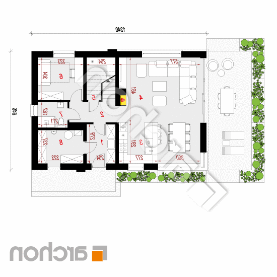 Dom w szyszkowcach 5 ver.2 | rzut parteru