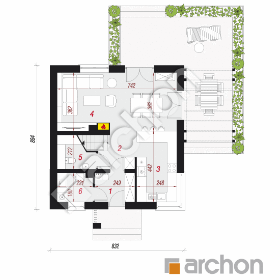 Dom w oleandrach ver.2 | rzut parteru