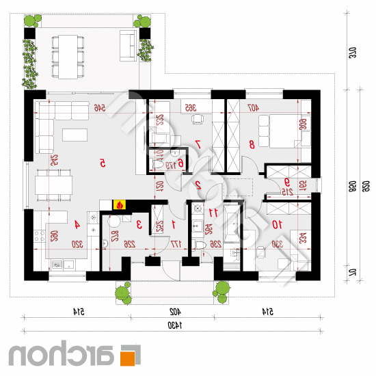 Dom w kostrzewach 4 (A) | rzut parteru