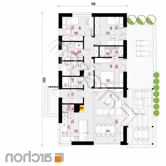 Dom w kosaćcach 38 | rzut parteru