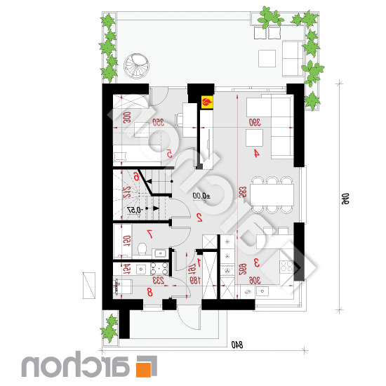 Dom w rododendronach 30 (E) OZE | rzut parteru