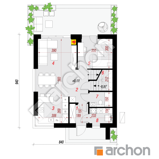 Dom w rododendronach 30 (E) OZE | rzut parteru