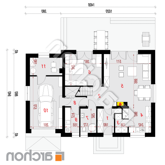 Dom w rododendronach 23 | rzut parteru