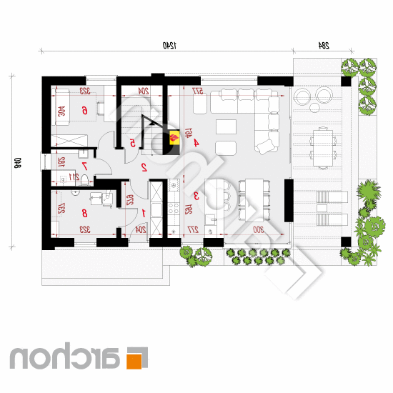 Dom w szyszkowcach 3 | rzut parteru