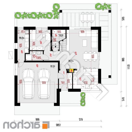 Dom w nefrisach (G2E) OZE | rzut parteru