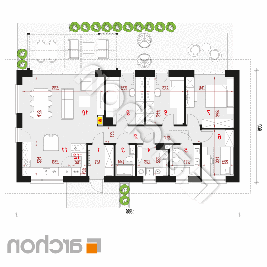 Dom w kosaćcach 11 | rzut parteru