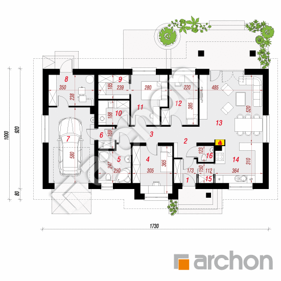 Dom w leszczynowcach (GT) | rzut parteru