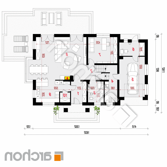 Dom w kaliach 5 (N) | rzut parteru