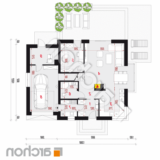 Dom w nektarynkach (NT) | rzut parteru