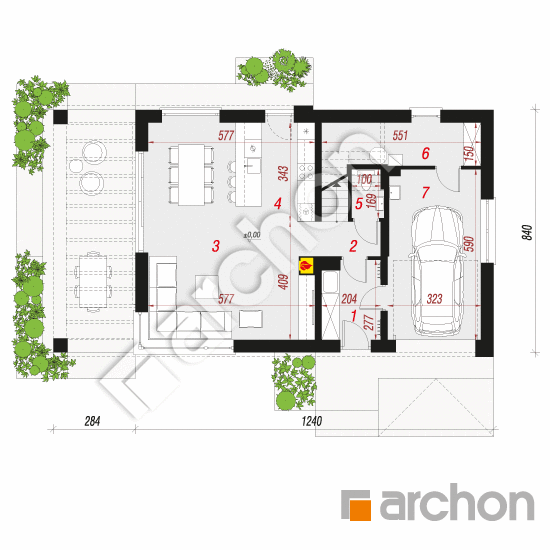 Dom w szyszkowcach 9 | rzut parteru