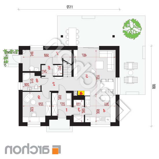 Dom w kordiach | rzut parteru