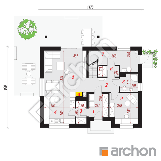 Dom w kordiach | rzut parteru