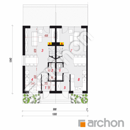 Dom w riveach 4 (R2B) | rzut parteru