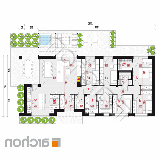 Dom w kosaćcach 29 (E) | rzut parteru