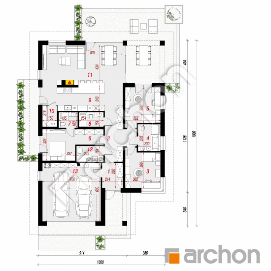 Dom w peoniach 2 (G2E) | rzut parteru