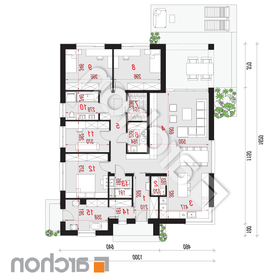 Dom w renklodach 22 (E) | rzut parteru