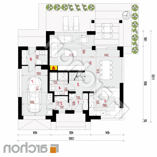 Dom w szampionach | rzut parteru