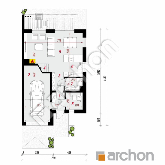 Dom w narcyzach 2 (B) | rzut parteru