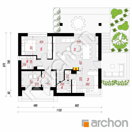 Dom w malinówkach 4 (T) | rzut parteru